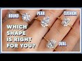 Which Diamond SHAPE is Right for You? | Round vs Cushion vs Oval vs Pear Gold Platinum Solitaires