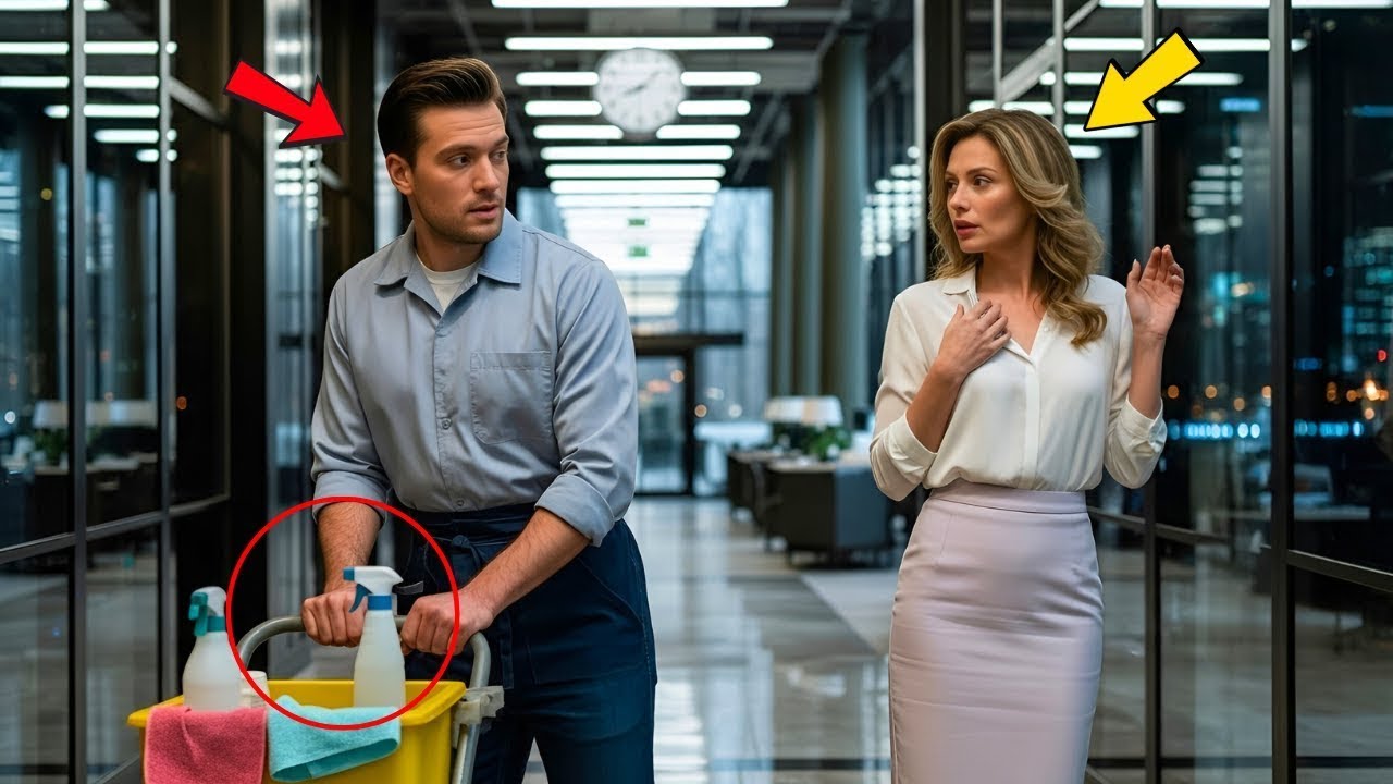 „Alleinerziehender Hausmeister blieb spät im Büro – als er sich umdrehte, stand SIE plötzlich da“