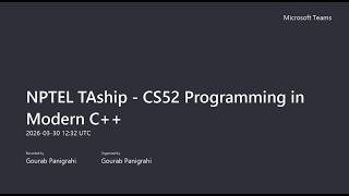 Programming in Modern C++ - Week 10 (NPTEL TA Sessions)