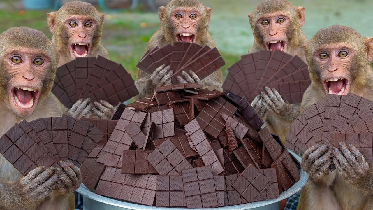 Village Monkeys Make a Dark Chocolate Milkshake 🥤🍫 | Summer Drink