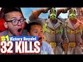 32 KILLS! WHOLE SQUAD FULL OF SQUEAKERS! *NEW* SKIN IS INSANE! 9 YEAR OLD BROTHER 🔥 FORTNITE BR!