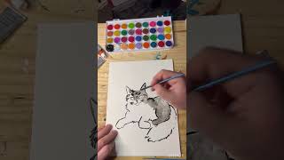 Watercolor painting a black cat in 7 minutes real time! by Lucas Farrar 130 views 1 year ago 7 minutes, 25 seconds