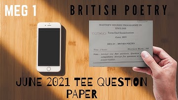 JUNE TEE 2021 | QUESTION PAPER | MEG 1 | BRITISH POETRY