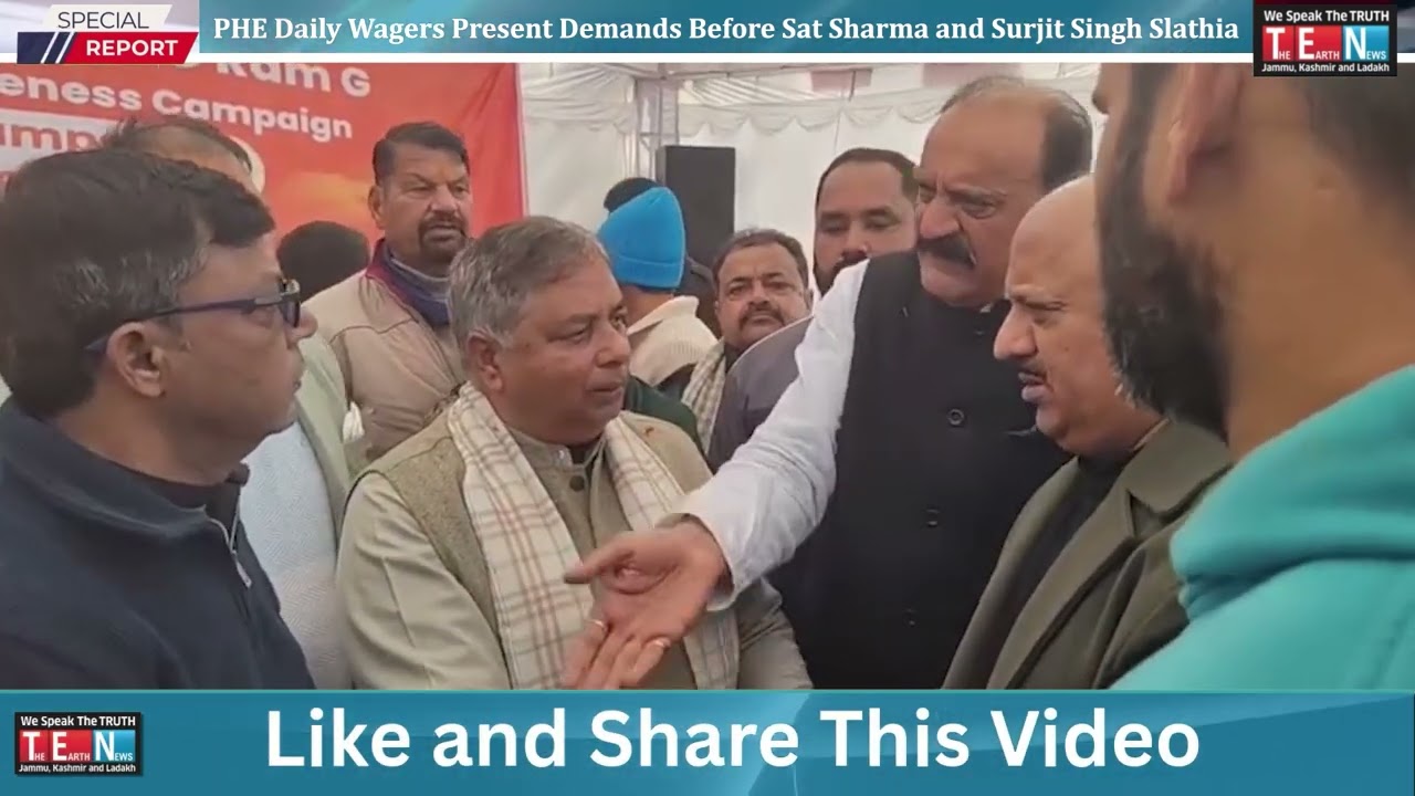 PHE Daily Wagers Present Demands Before Sat Sharma and Surjit Singh Slathia