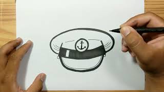 How to draw CAPTAIN SHIP HAT