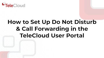 How to Set Up Do Not Disturb & Call Forwarding in the TeleCloud User Portal