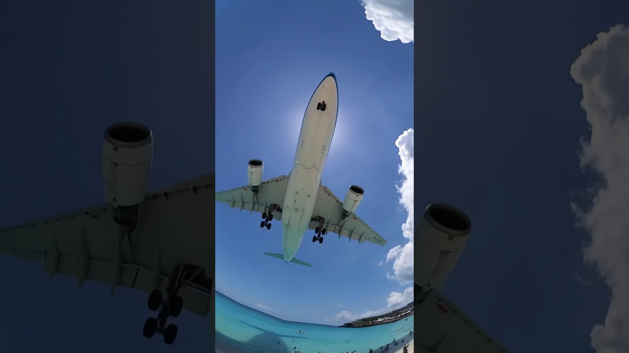 Unbelievable Plane Landings at Maho Beach! 🛬🏖️ Would you go?