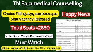 Seat Vacancy Released|Paramedical Seat Matrix 2023|paramedical community wise seat matrix 2023