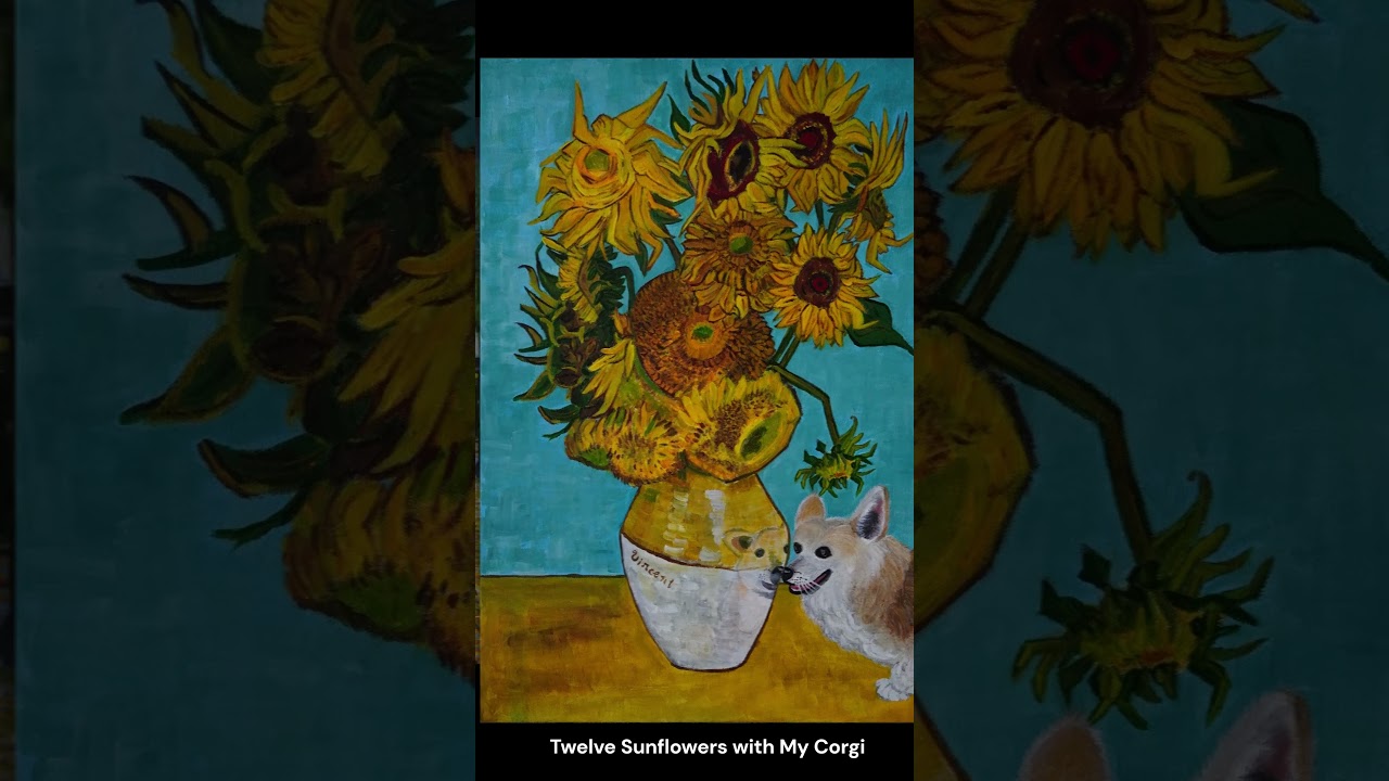 Unveiling Van Gogh's World: Acrylic Painting of My Corgi