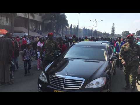 Jah Prayzah leaving the National Sports Stadium after performing at the Zimbabwe Defense Forces Day.