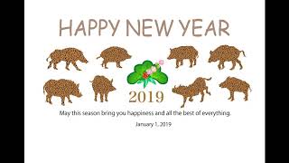2019亥年の猪のイラスト年賀状イノシシ 15sec 2019亥年の猪のイラスト年賀状イノシシ 15sec