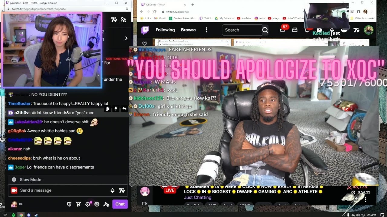 Kai Cenat says Pokimane needs to apologize to xQc - YouTube