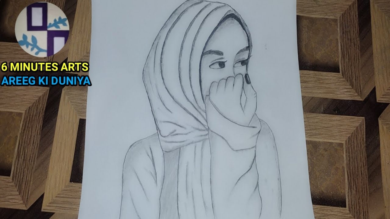 How to draw a woman in hijab || drawing arts || pencil sketch || 6 ...