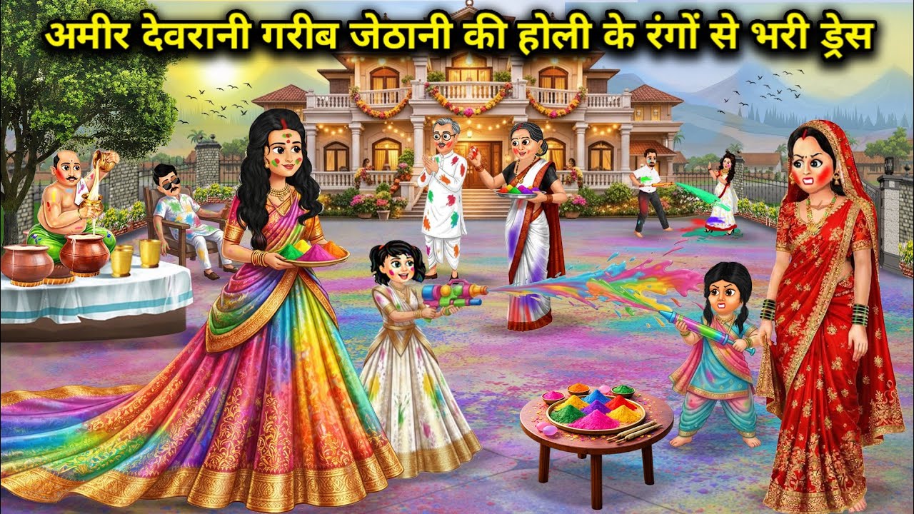 अमीर देवरानी गरीब जेठानी की होली के रंगों से भरी ड्रेस | Amir devarani garib jethani ki holi ke..