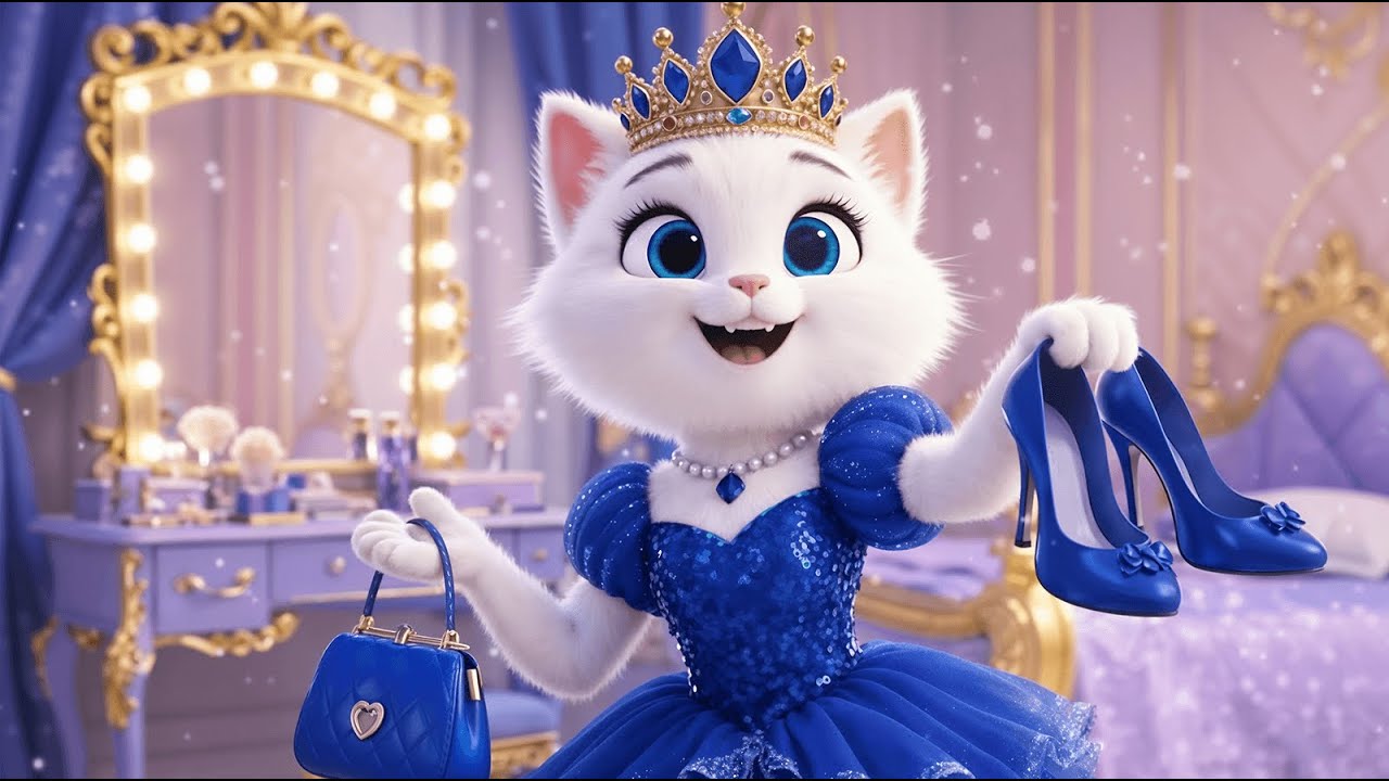 OMG! Tiny Kitten in Blue Dress Tries Makeup for the First Time 😱💄 | Adorable Meow Fashion Show 🐱✨