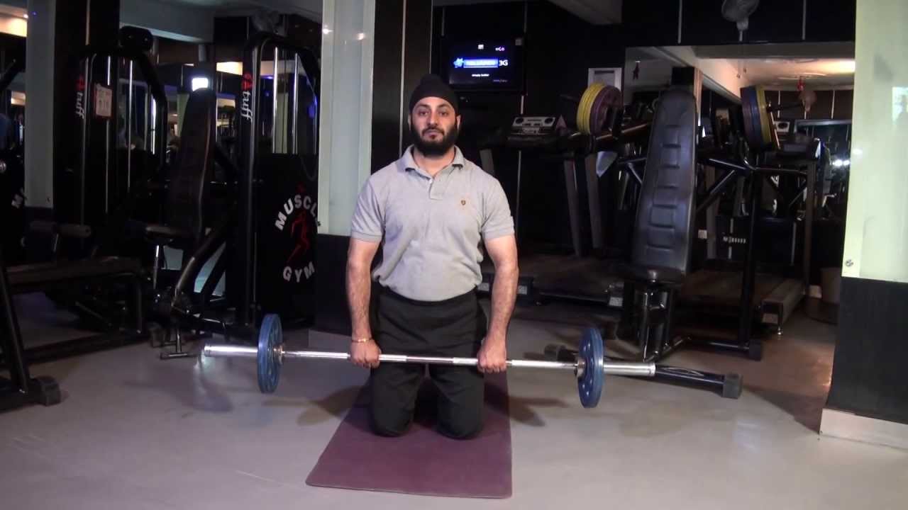 SHOULDERS (TRAPS) Kneeling Shrugs With Straight Bar YouTube