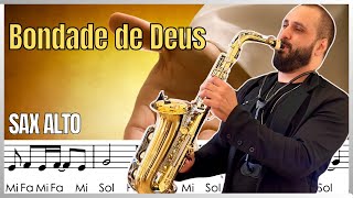 Bondade de Deus | Partitura Simplificada com notas - Sax Alto 🎷