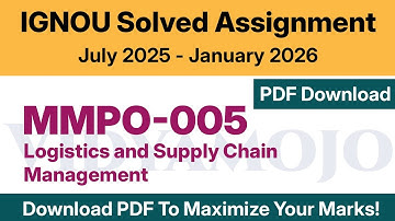 IGNOU MMPO 005 Solved Assignment 2025-26 PDF Download | IGNOU MBA