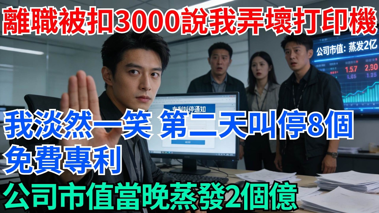 離職被扣3000說我弄壞打印機，我淡然一笑，第二天叫停8個免費專利，公司市值當晚蒸發2個億【奇趣天下】#職場逆襲#職場智慧#爽文職場#工作日常#完結爽文