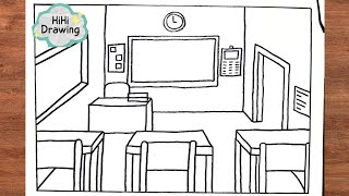 How to Draw a Classroom Scene | Easy Drawing Step by Step
