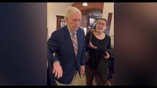 McConnell TRIPS and FALLS after ICE question, waves off concern with a smile