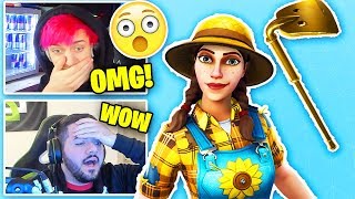 STREAMERS REACT TO *NEW* SUNFLOWER SKIN & GOLD DIGGER PICKAXE! | Fortnite Battle Royale