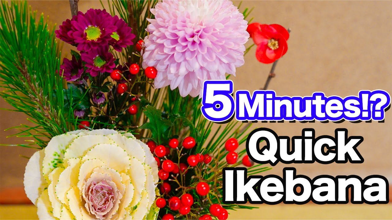 Ikebana Lesson | Try this Out! | New Years Ikebana Style Flower Arrangement in 5 Minutes