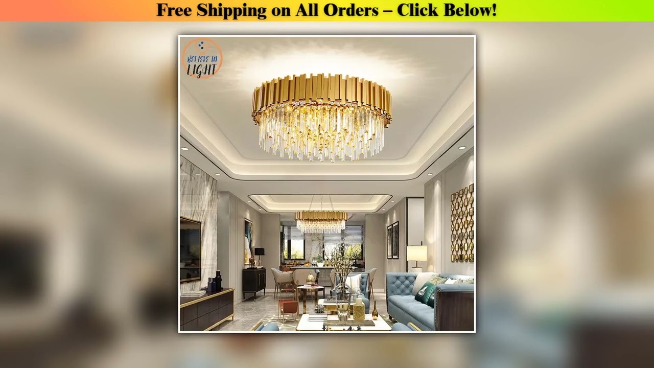 Modern Gold/Black Luxury Crystal Chandeliers LED Pendant /Ceiling Light Fixture for Living Room