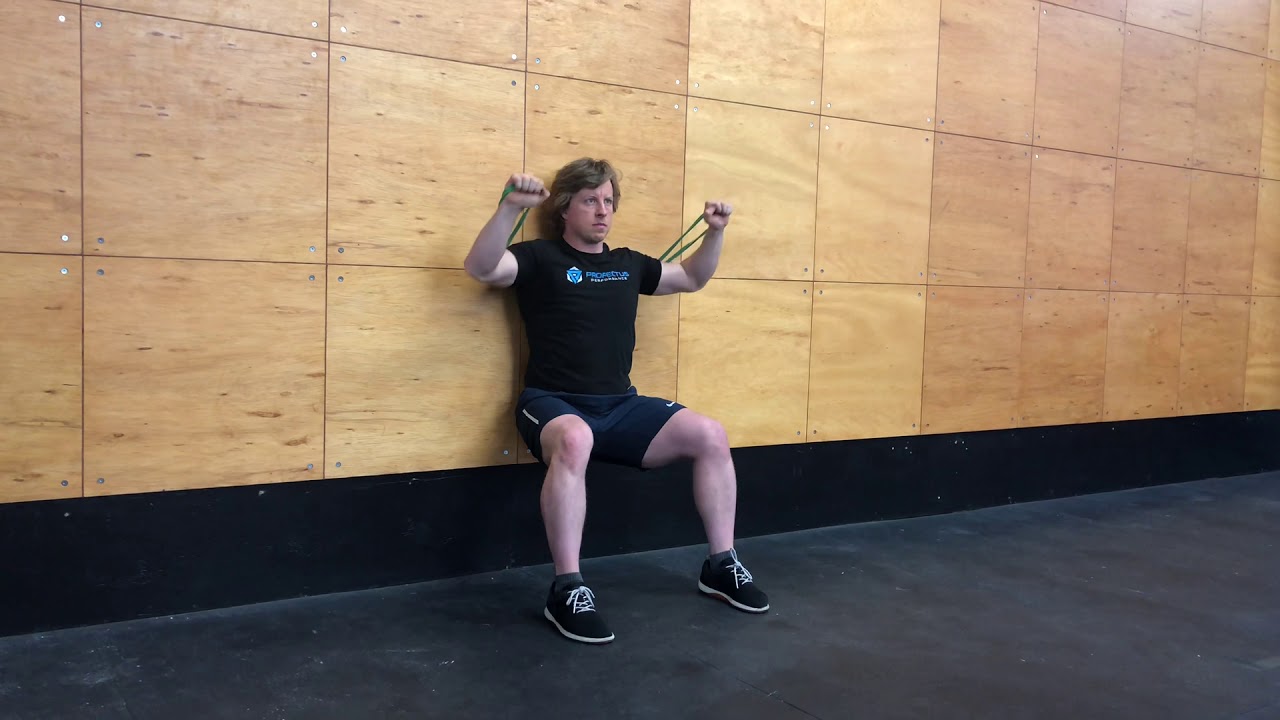 Wall Sit + Incline Banded Chest Press - YouTube