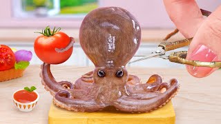 How To Cook Octopus with Tomato Sauce Miniature Cooking  Real Mini Food by Tina Mini Cooking