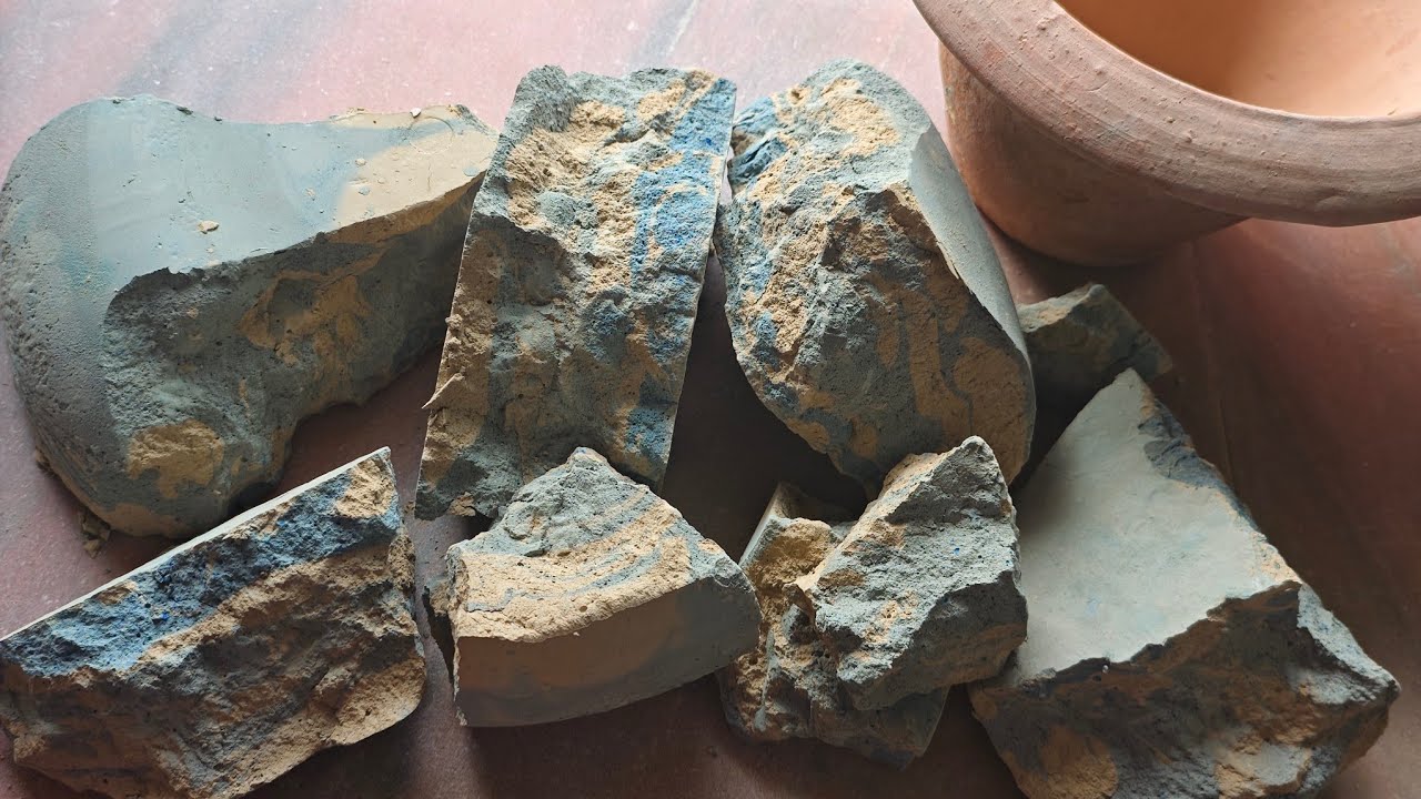 Masterpiece two tone cotton soft chunk mud dirt blue crumbl in Claypot #asmrsounds #purecement #mud
