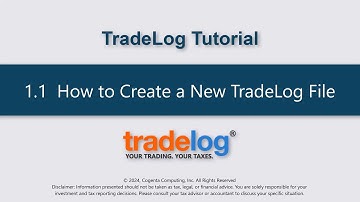 Tutorial 1.1: How to Create a New TradeLog File