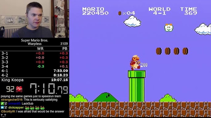 4:56.528) Super Mario Bros. any% speedrun *Former World Record* 