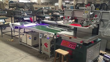 3/4 screen printer with LED UV curing system and arm unloading