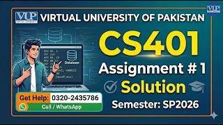 CS401 Assignment 1 Solution SP2026 #cs401 #vuppn