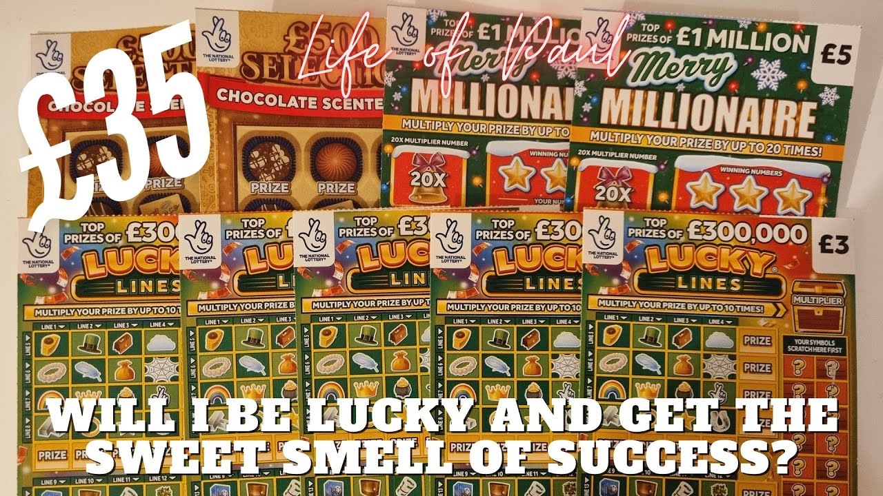 £35 mix of National Lottery UK £5 and £3 scratch cards.