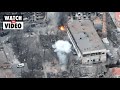 Drone footage shows explosions in Mariupol, Ukraine