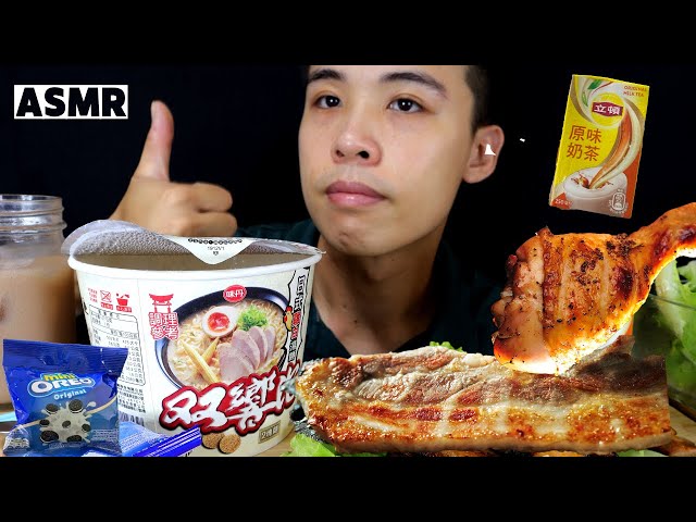 MUKBANG ASMR 吃播 | 雙響泡日式雞白湯拉麵加烤雞 | 吃貨小菜ASMR
