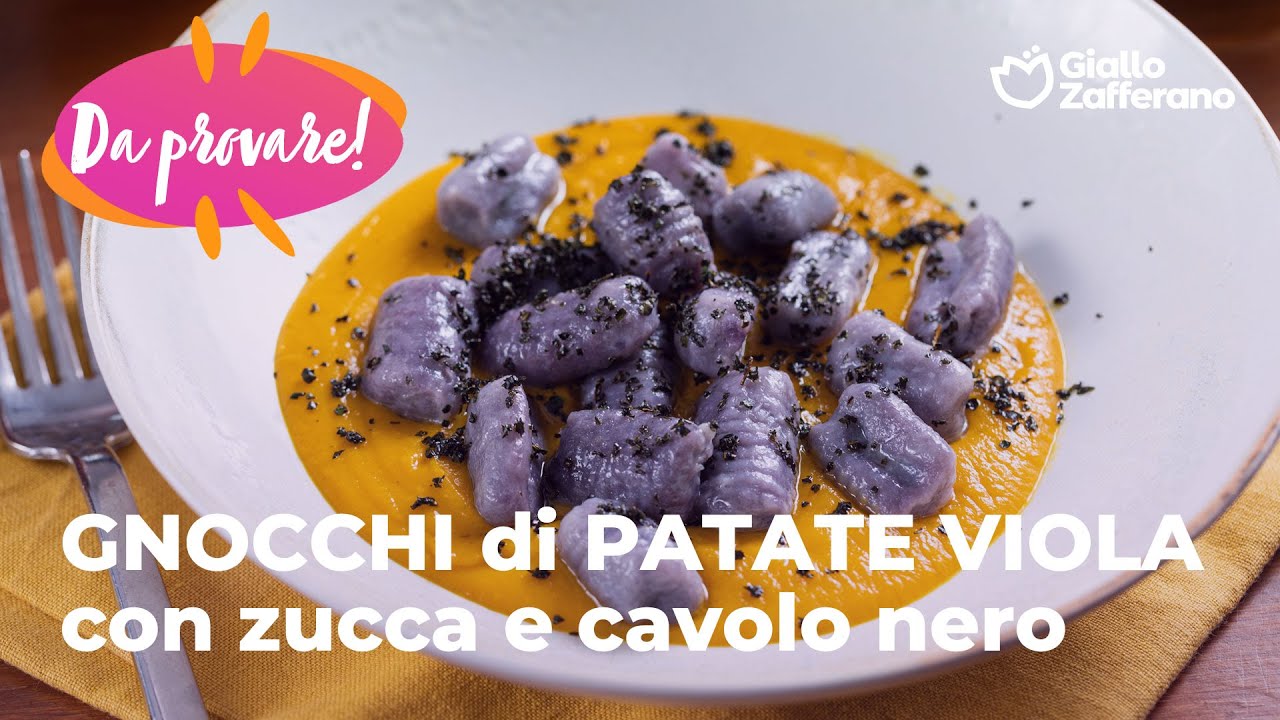 Gnocchi di Patate Viola con Crema di Zucca e Cavolo Nero