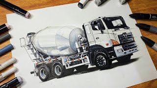 Drawing HINO 700 Series Concrete Mixer Truck