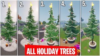 All Holiday tree locations of Fortnite Winterfest Challenge | Dance at Holiday Trees | Winterfest