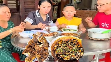 "canh rau má cá lóc"cá kho tiêu "bữa cơm chiều miền tây, em mời mấy anh chị nha l nét duyên quê