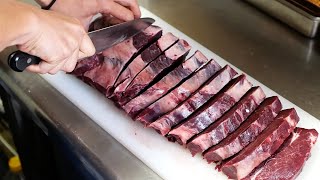 Japanese Food  BEAR STEAK, BEAR HAM, BEAR MEAT FRIED RICE Sapporo Japan