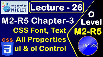 O Level M2 R5 Chapter 3 | CSS Font Properties | CSS in Hindi | Lecture 26