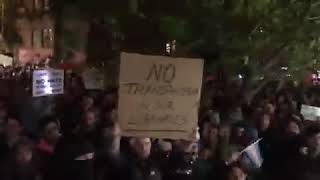 Protestors at Megan Murphy's talk at Toronto Library, October 2019