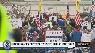 Hundreds gather to protest Gov. Evers' 'Safer at Home' order