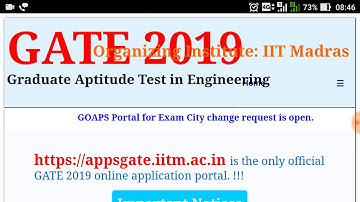 🔴🔵#GATE 2019 "EXAM CITY CHANGE"🔴🔵 Portal is Opened