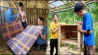 The young man's unconditional help for father & daughter  Completing the wooden bowl cabinet