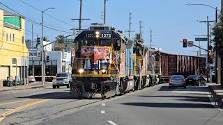 [HD] GP40P-2 Duo! Union Pacific LOW10 Torrance Local Chase from LA to Torrance with Street Running!