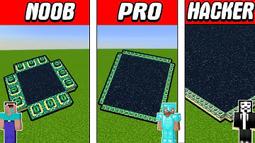 Minecraft END PORTAL BASE HOUSE BUILD CHALLENGE - NOOB vs PRO vs HACKER / Battle Animation